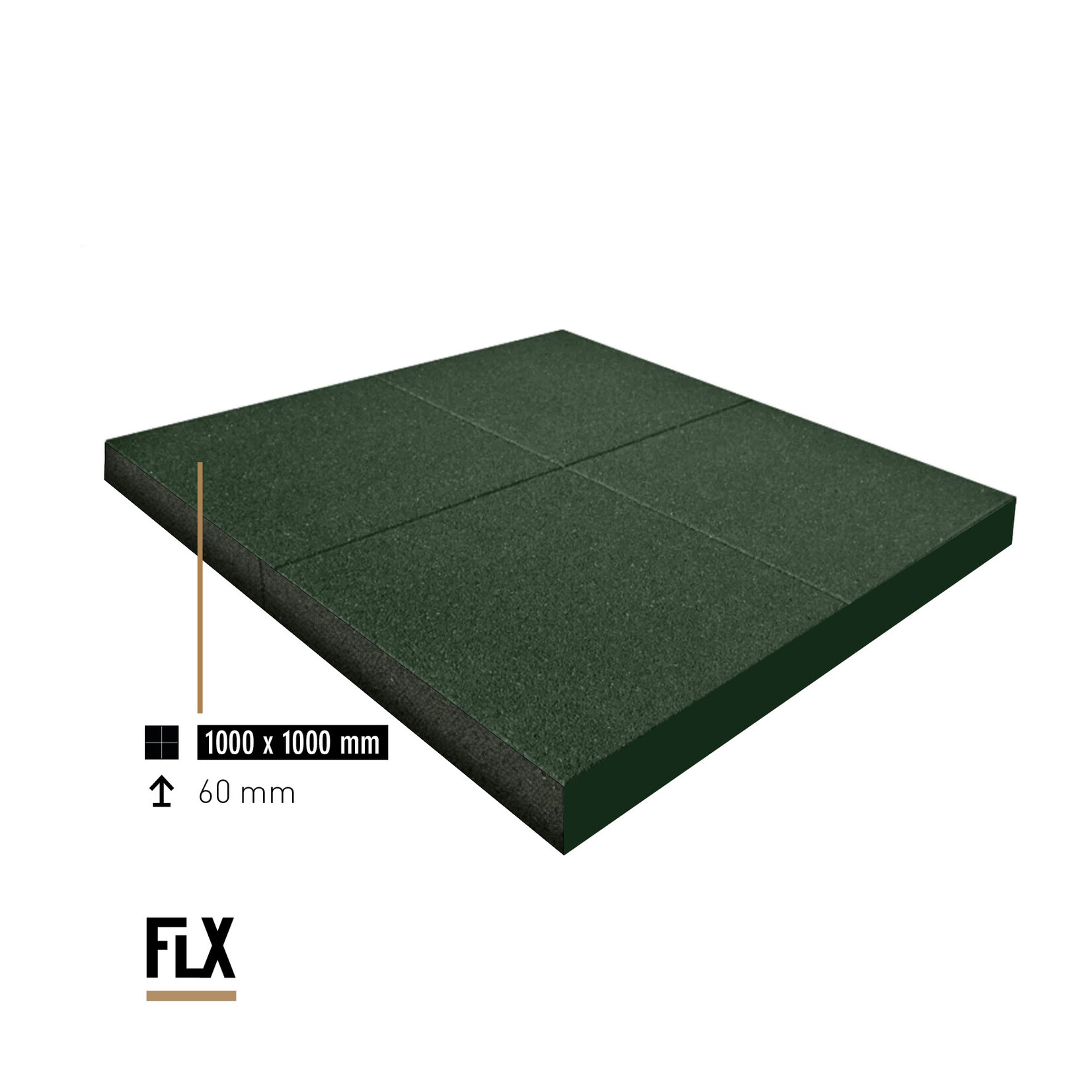 FLX BASE – Gym Flooring FLX BASE STANDARD Heavy Duty Rubber Floor Tiles | Green (1 m²) – Gym Flooring 50–80 mm