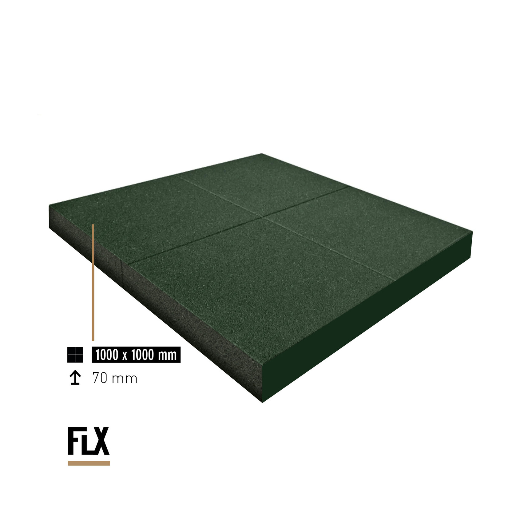 FLX BASE – Gym Flooring FLX BASE STANDARD Heavy Duty Rubber Floor Tiles | Green (1 m²) – Gym Flooring 50–80 mm