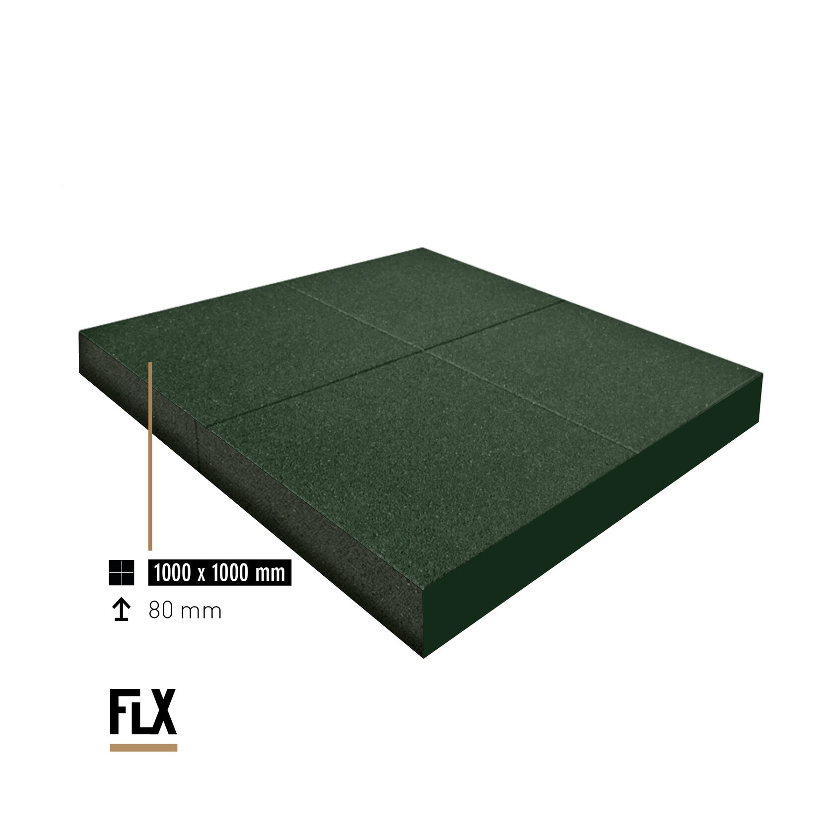 FLX BASE – Gym Flooring FLX BASE STANDARD Heavy Duty Rubber Floor Tiles | Green (1 m²) – Gym Flooring 50–80 mm