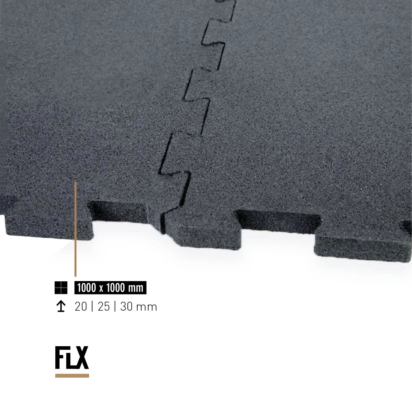 FLX BASE – Gym Flooring FLX BASE PUZZLE Gummi-Bodenplatten | Grau – Fitnessboden 20–30 mm