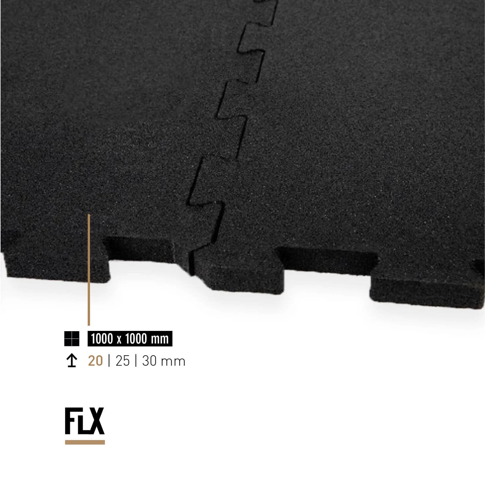 FLX BASE – Gym Flooring FLX BASE PUZZLE Gumové Podlahové Desky | Černé – Fitness Podlaha 20–30 mm