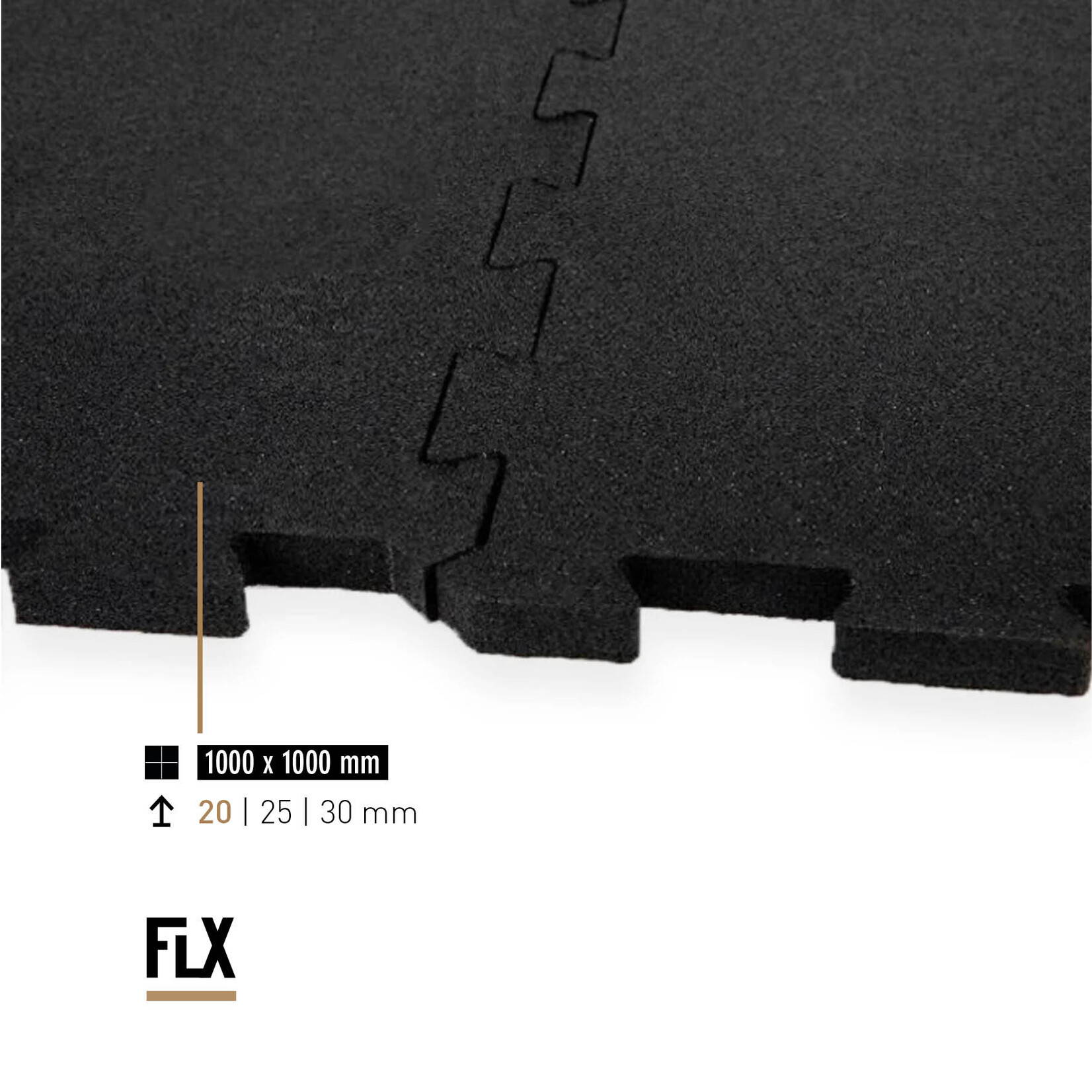 FLX BASE – Gym Flooring FLX BASE PUZZLE Rubber Floor Tiles | Black – Gym Flooring 20–30 mm