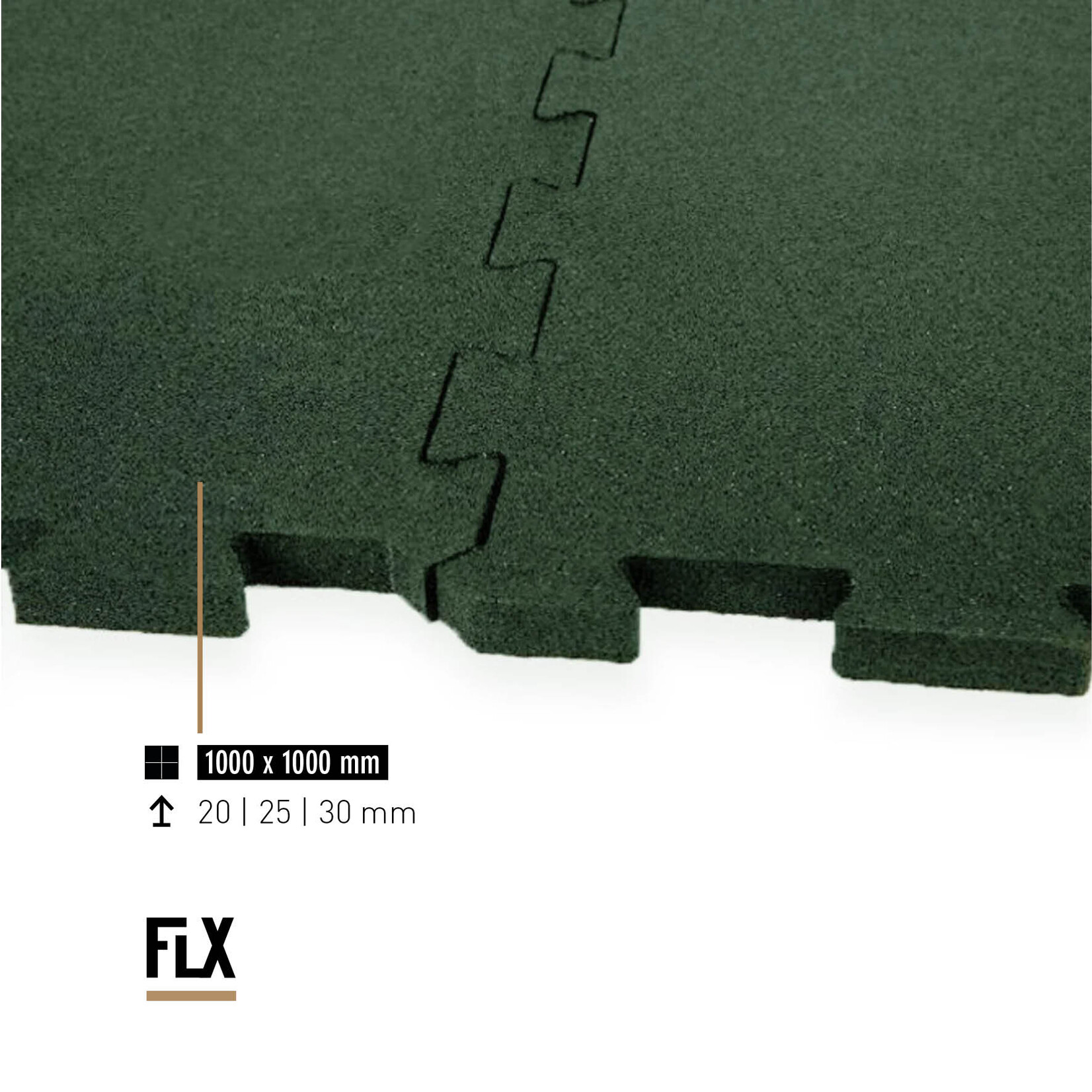 FLX BASE – Gym Flooring FLX BASE PUZZLE Gumové Podlahové Desky | Zelené – Fitness Podlaha 20–30 mm