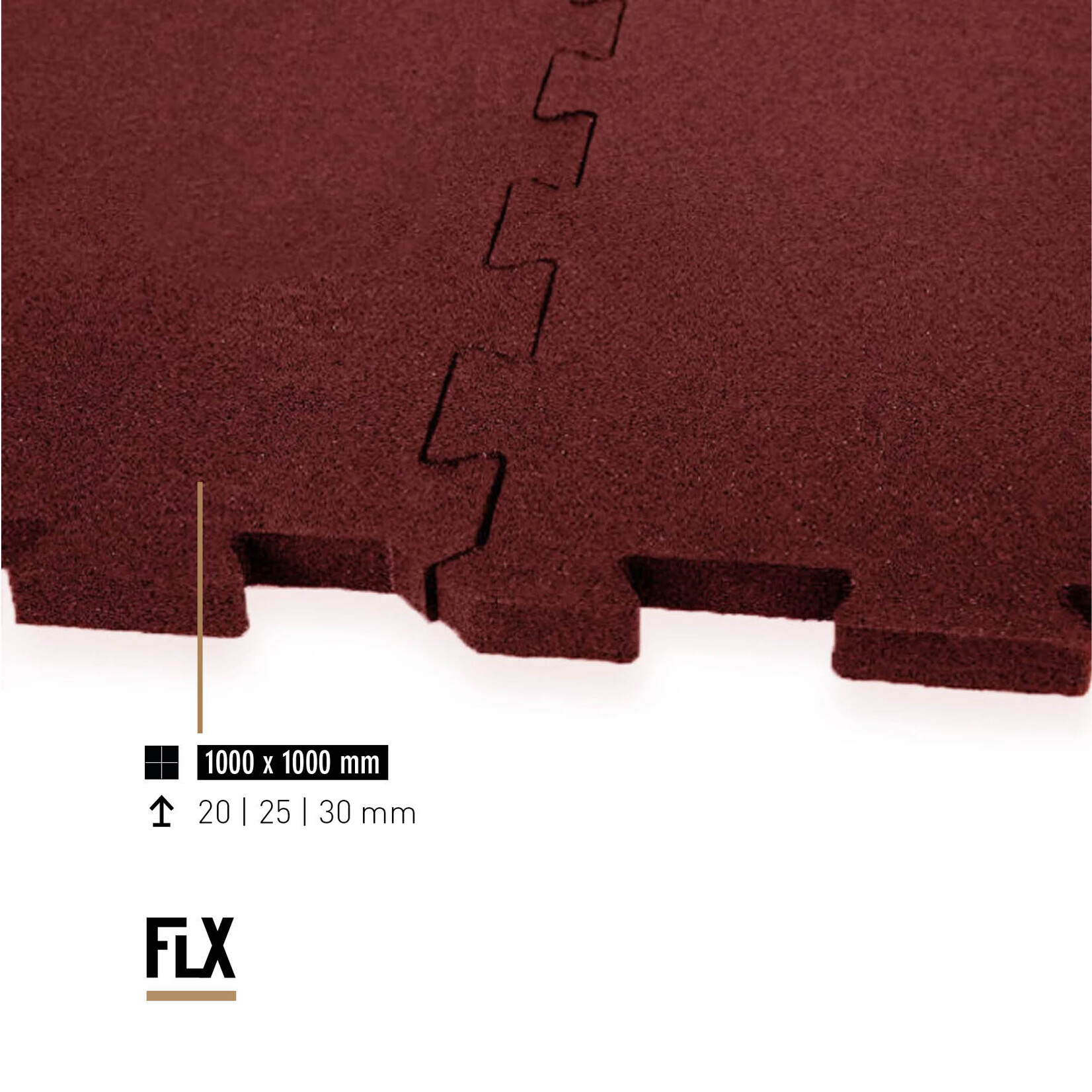 FLX BASE – Gym Flooring FLX BASE PUZZLE Dalles en Caoutchouc | Rouge – Sol Fitness 20–30 mm