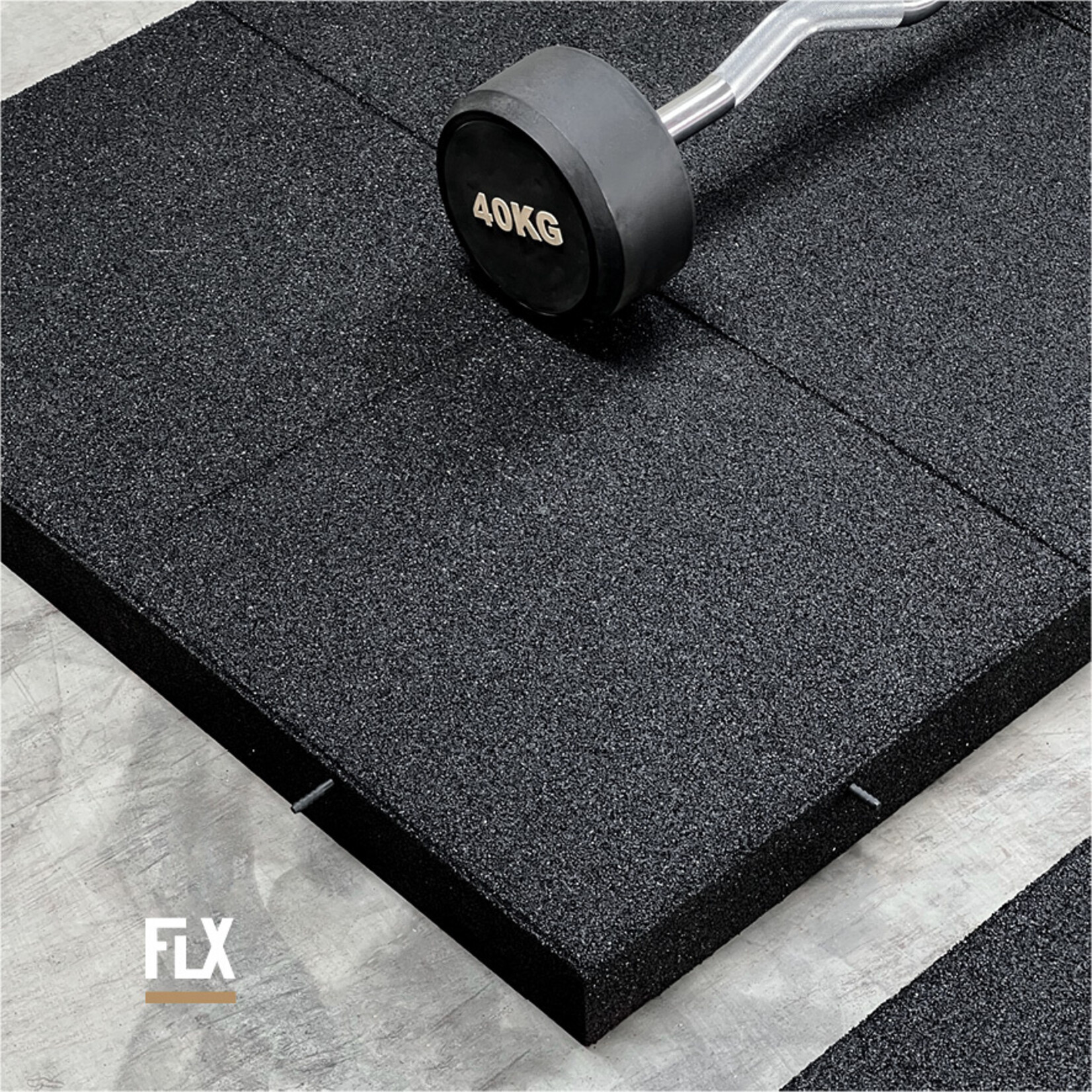 FLX BASE – Gym Flooring FLX BASE STANDARD Heavy Duty Dalles de Sol en Caoutchouc | Noir (1 m²) – Sol de Fitness 50–80 mm
