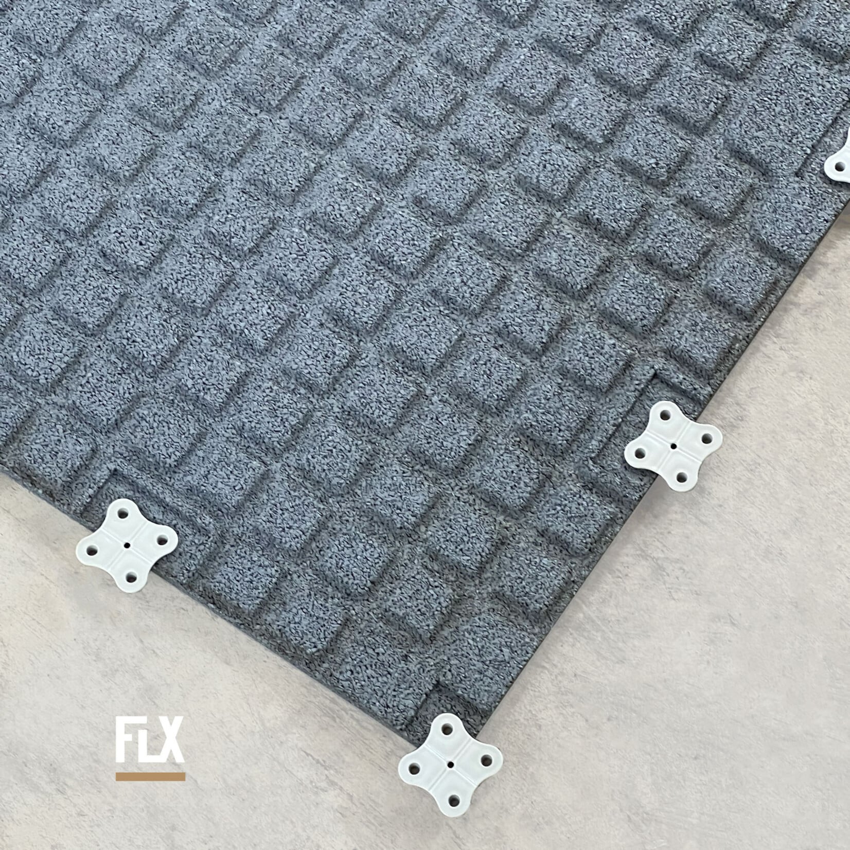 FLX BASE – Gym Flooring FLX BASE CONNECT Gummi-Bodenplatten | Grau - Fitnessboden 20–30 mm