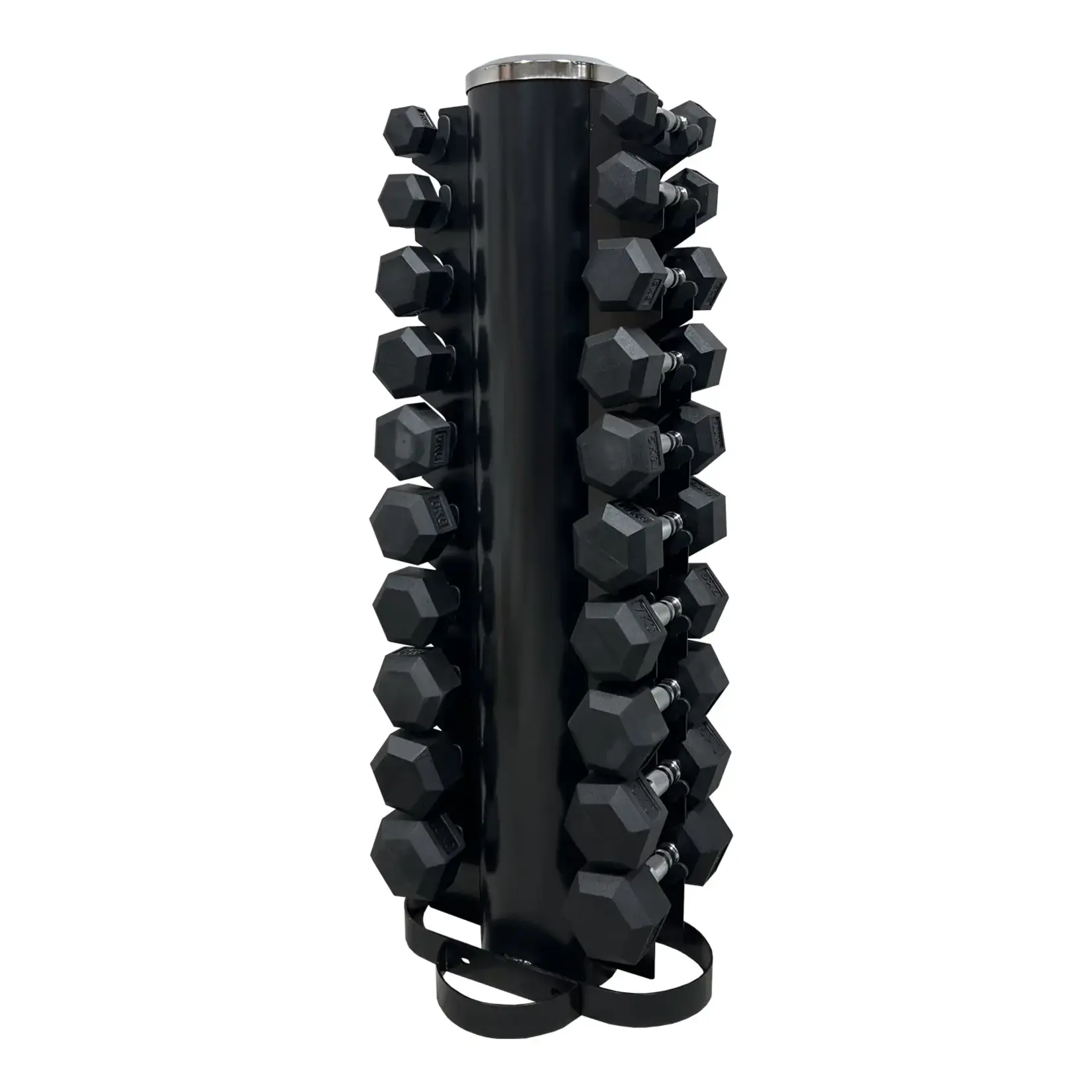 X2-1X Rubber-Coated Dumbbell Set from 1 to 10 kg with Space-Saving Storage Rack
