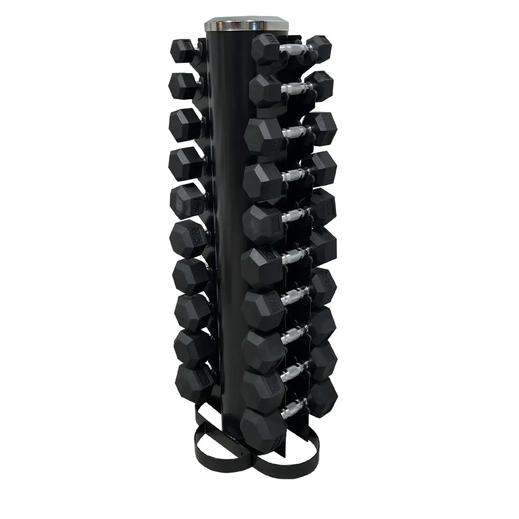 X2-1X gummiertes Kurzhantelset von 1 bis 10 kg mit platzsparendem Hantelständer