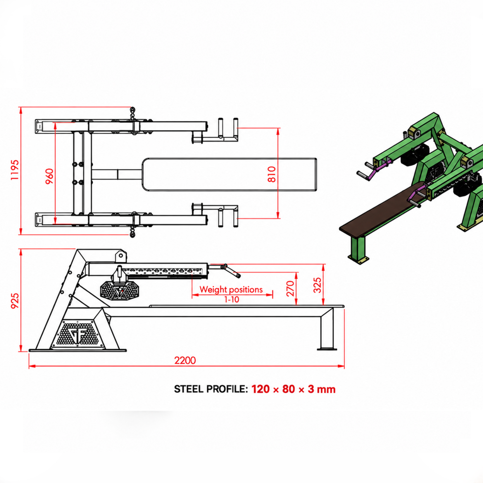 Brustpresse Indoor & Outdoor – mit integriertem Gewichtssystem
