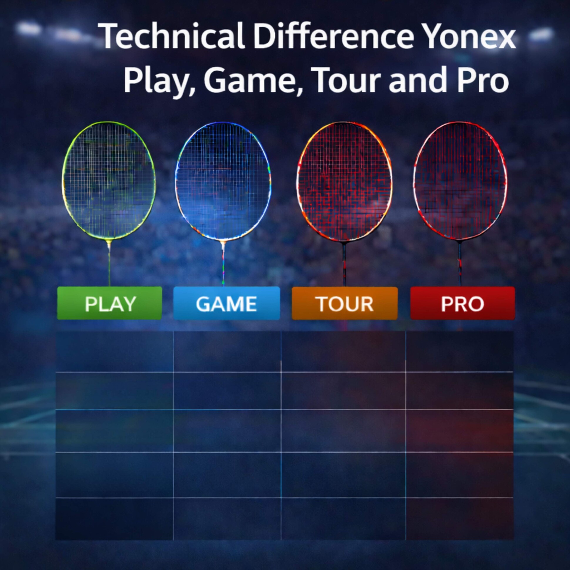 Yonex Racket Map Yonex Play vs Game vs Tour vs Pro – Technical Comparison - KW FLEX ...