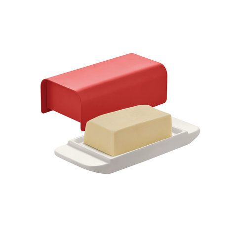 alessi mattina butter dish | red