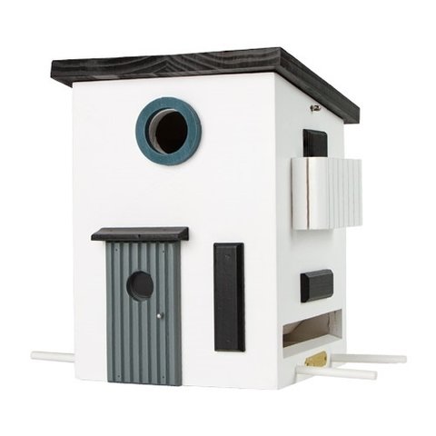 bird house white-grey-black