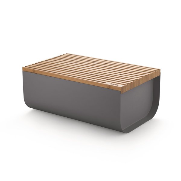 alessi alessi mattina bread bin | dark grey