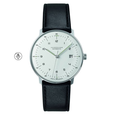 armbanduhr max bill | ø 38 mm, automatic, zahlenblatt weiß