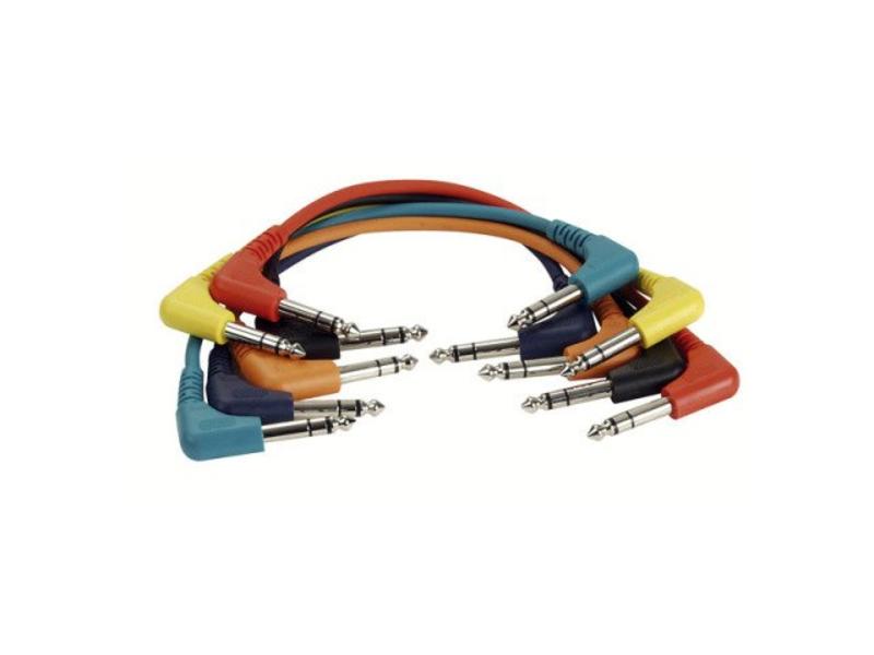 DAP Audio Patchkabel 30cm Gebalanceerd  -  Connectoren Haaks Zes Kleuren Set