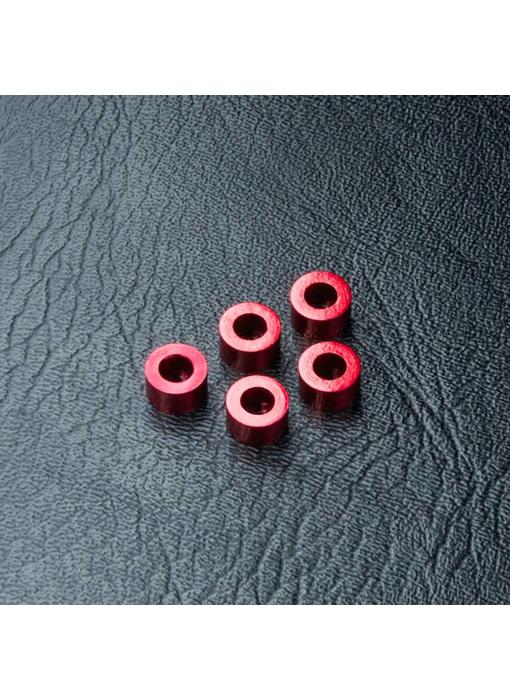 MST Alum. Spacer φ3.0xφ5.5x3.0mm (5) / Red