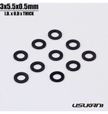 Usukani US88130 - Aluminium Spacer φ3.0mm x φ5.5mm x 0.5mm - Black (10pcs)