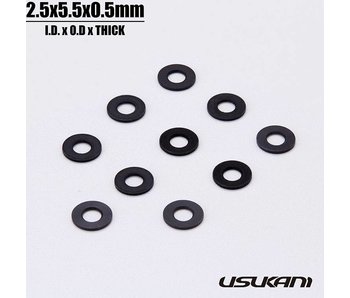 Usukani Aluminium Spacer φ2.5mm x φ5.5mm x 0.5mm - Black (10pcs)