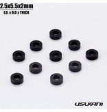 Usukani US88136 - Aluminium Spacer φ2.5mm x φ5.5mm x 2.0mm - Black (10pcs)