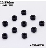 Usukani US88137 - Aluminium Spacer φ2.5mm x φ5.5mm x 3.0mm - Black (10pcs)