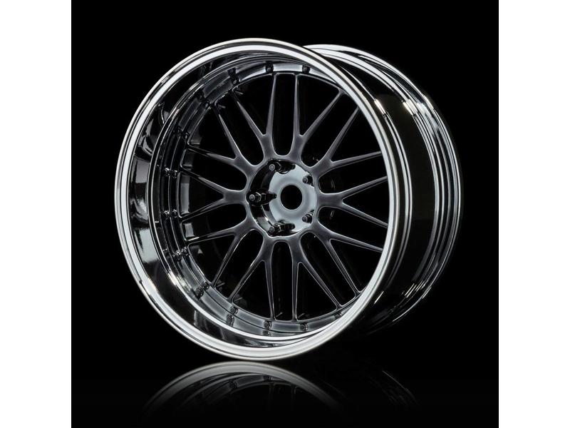 MST LM Wheel Set - Adjustable Offset (4pcs) / Color: Silver Black (Dark Chrome) - Silver (Chrome)