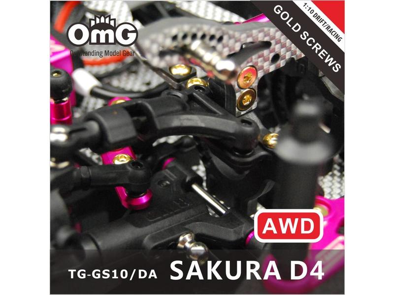 RC OMG TG-GS10/DA - Golden Screw Kit for Sakura D4 (AWD without Chassis screws)