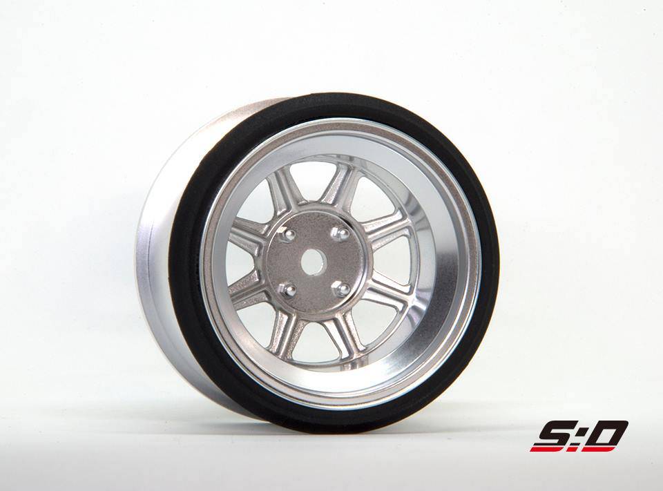 Scale Dynamics - 10106 - V16D Hayashi Street - Aluminum Silver - 12mm Offset (2pcs) - Drifted Scale Dynamics - 10106 - V16D Hayashi Street - Aluminum Silver - 12mm Offset (2pcs) - Drifted