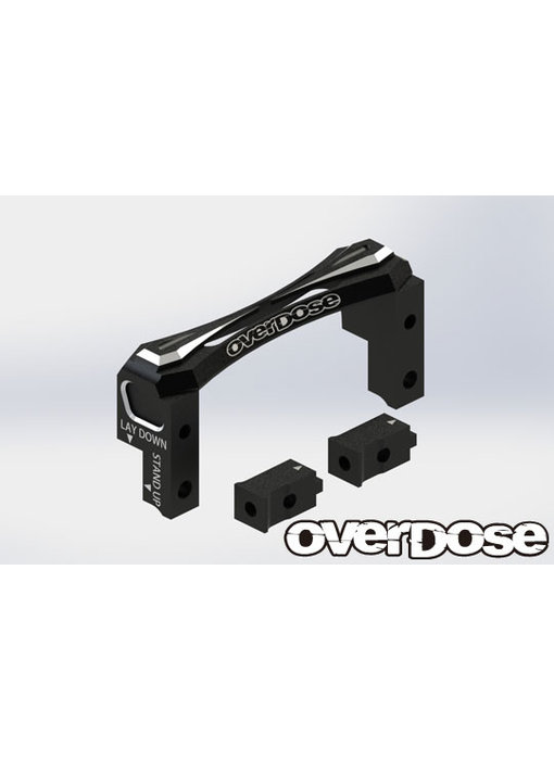 Overdose 2-Way Layout Alum. Servo Mount for Vacula, Divall, Vacula II, GALM / Black