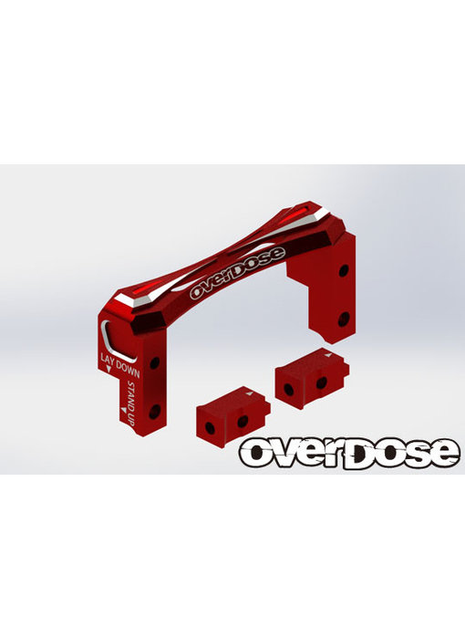 Overdose 2-Way Layout Alum. Servo Mount for Vacula, Divall, Vacula II, GALM / Red