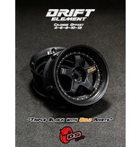 DS Racing Drift Element 5 Spoke Wheel Adj. Offset (2pcs) / Triple Black with Gold Rivets