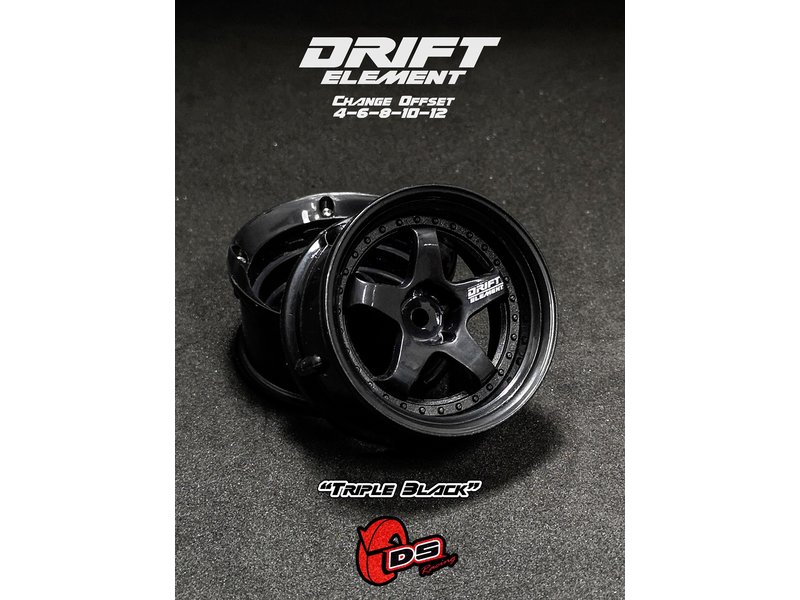 DS Racing Drift Element 5 Spoke Wheel Adj. Offset (2pcs) / Triple Black