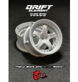 DS Racing Drift Element 5 Spoke Wheel Adj. Offset (2pcs) / Triple White with Silver Rivets