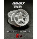 DS Racing Drift Element 5 Spoke Wheel Adj. Offset (2pcs) / Triple White with Black Rivets