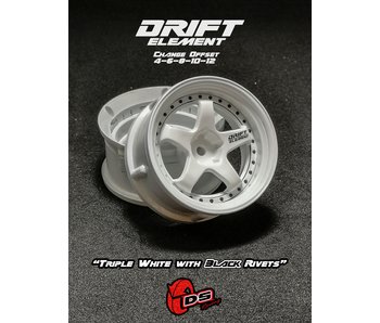 DS Racing DE 5 Spoke Wheel (2) / Triple White / Black Rivets