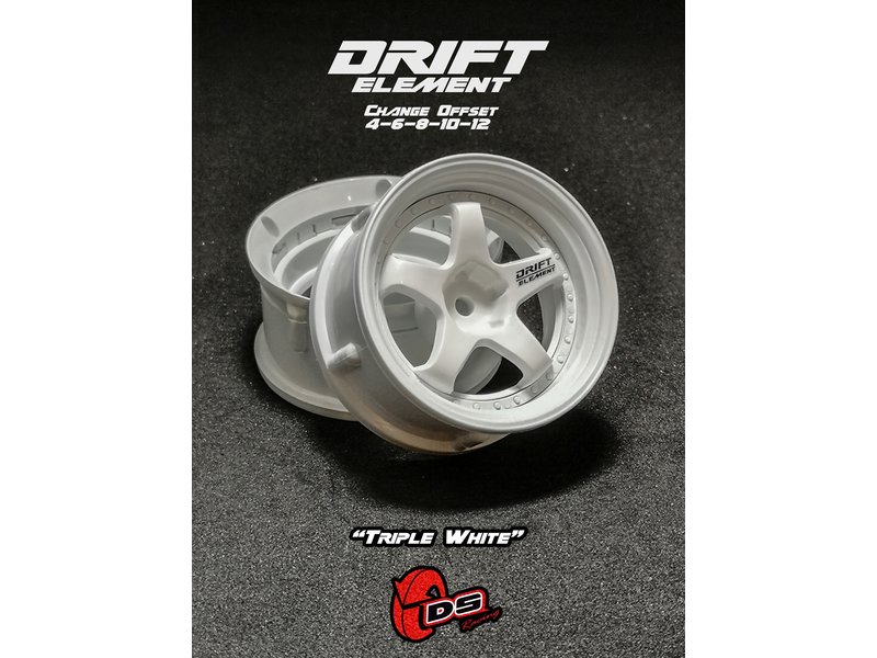 DS Racing Drift Element 5 Spoke Wheel Adj. Offset (2pcs) / Triple White