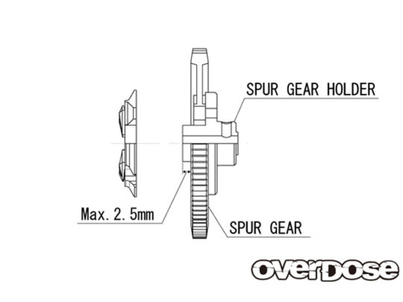 Overdose Spur Gear Support Plate Type-5 / Color: Pink