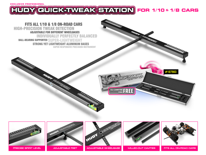 Hudy H107903 - Quick Tweak Station for 1/8 & 1/10 On-Road