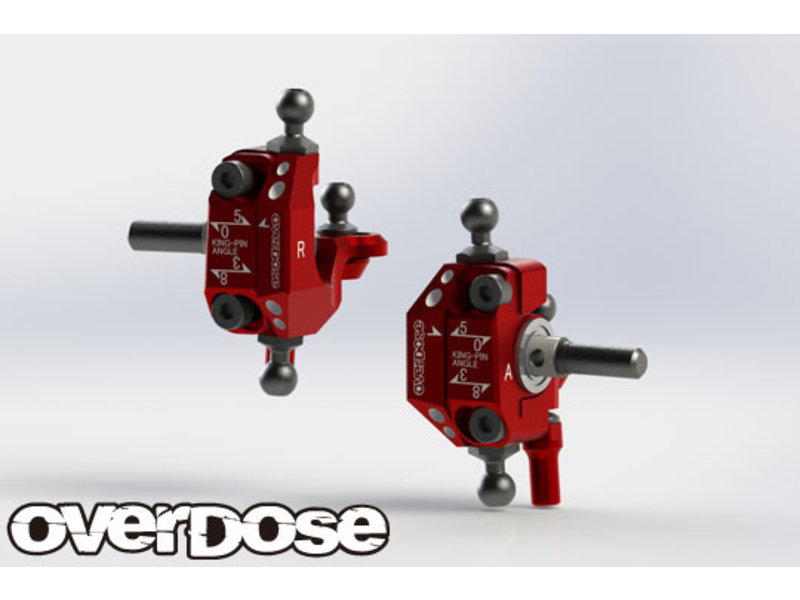 Overdose Adjustable Aluminium Knuckle Set Type-2 for RWD / Color: Red