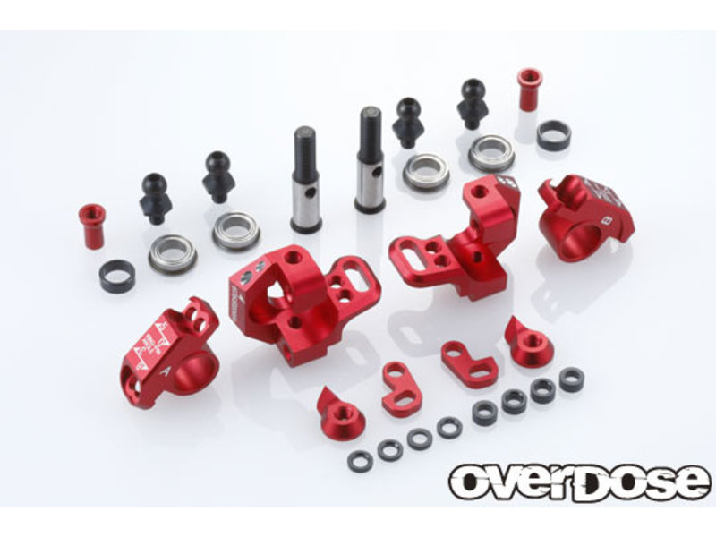 Overdose Adjustable Aluminium Knuckle Set Type-2 for RWD / Color: Red