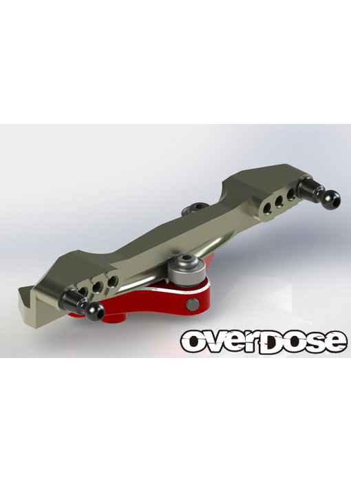 Overdose Alum. Curved Slide Rack Steering Set Type-2 for Vacula II, GALM / Red