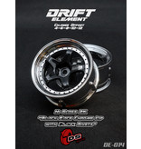 DS Racing Drift Element 5 Spoke Wheel Adj. Offset (2pcs) / Hi Gross 2K Black Face Chrome Lip with Black Rivets