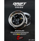 DS Racing Drift Element 5 Spoke Wheel Adj. Offset (2pcs) / Hi Gloss 2K Black Face Chrome Lip with Gold Rivets
