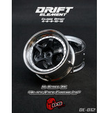DS Racing Drift Element 5 Spoke Wheel Adj. Offset (2pcs) / Hi Gloss 2K Black Face Chrome Lip
