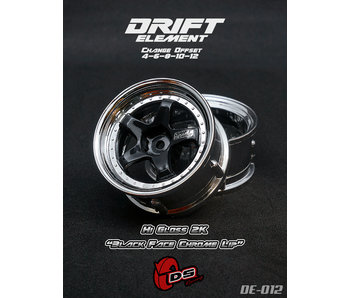 DS Racing DE 5 Spoke Wheel (2) / Black / Chrome Lip