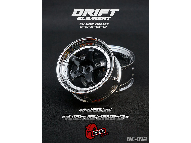 DE 6 Spoke Wheel Set - Hi Gloss 2K Black/Chrome DE 6 Spoke Wheel Set - Hi Gloss 2K Black/Chrome