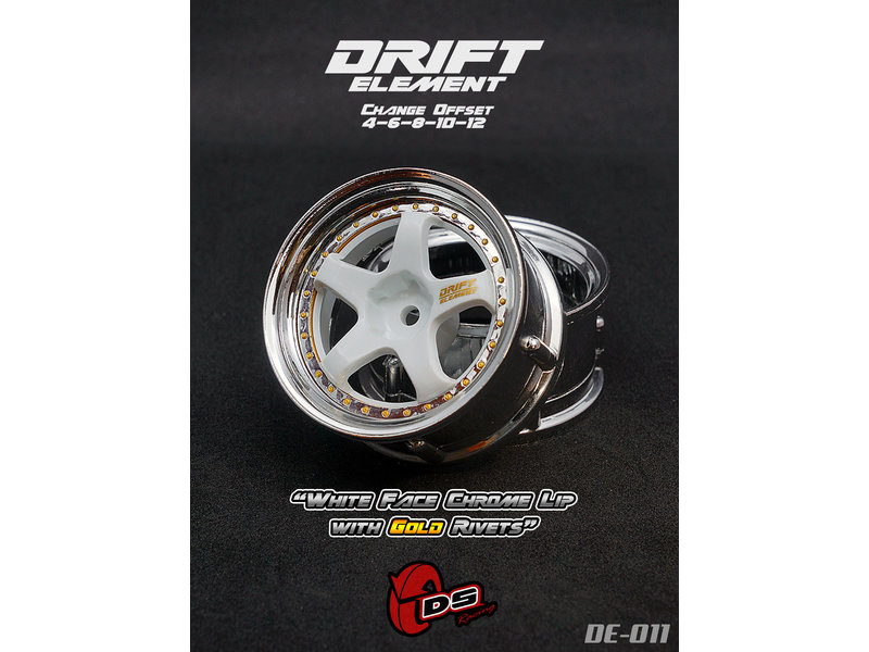 DE 5 Spoke Wheel Set - White/Chrome w/ Gold Rivets DE 5 Spoke Wheel Set - White/Chrome w/ Gold Rivets
