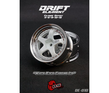 DS Racing DE 5 Spoke Wheel (2) / White / Chrome Lip