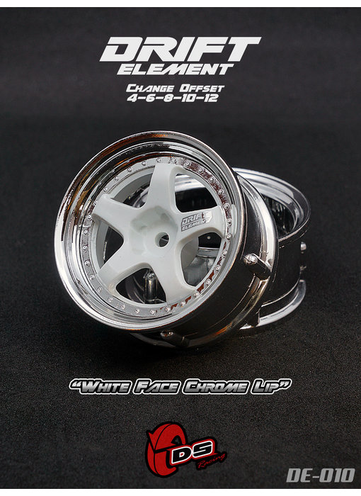 DS Racing DE 5 Spoke Wheel (2) / White / Chrome Lip