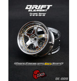 DS Racing Drift Element 5 Spoke Wheel Adj. Offset (2pcs) / Triple Chrome with Gold Rivets