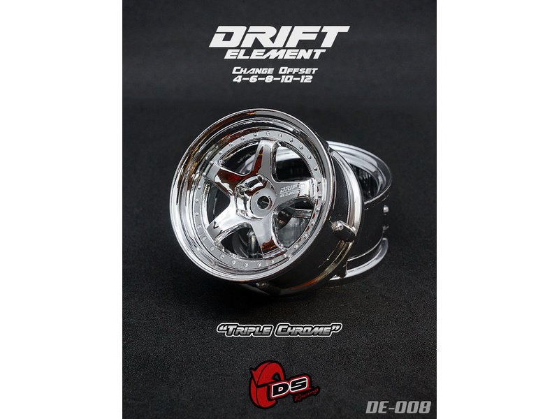 DS Racing Drift Element 5 Spoke Wheel Adj. Offset (2pcs) / Triple Chrome